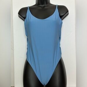 Women's Aerie One Piece Swimsuit Blue Rings Medium M no padding
